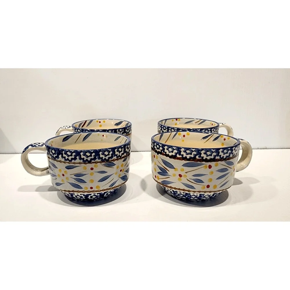 Temp-tations Old‎ World Blue  Coffee/Tea Cups 9 ounces set of 4